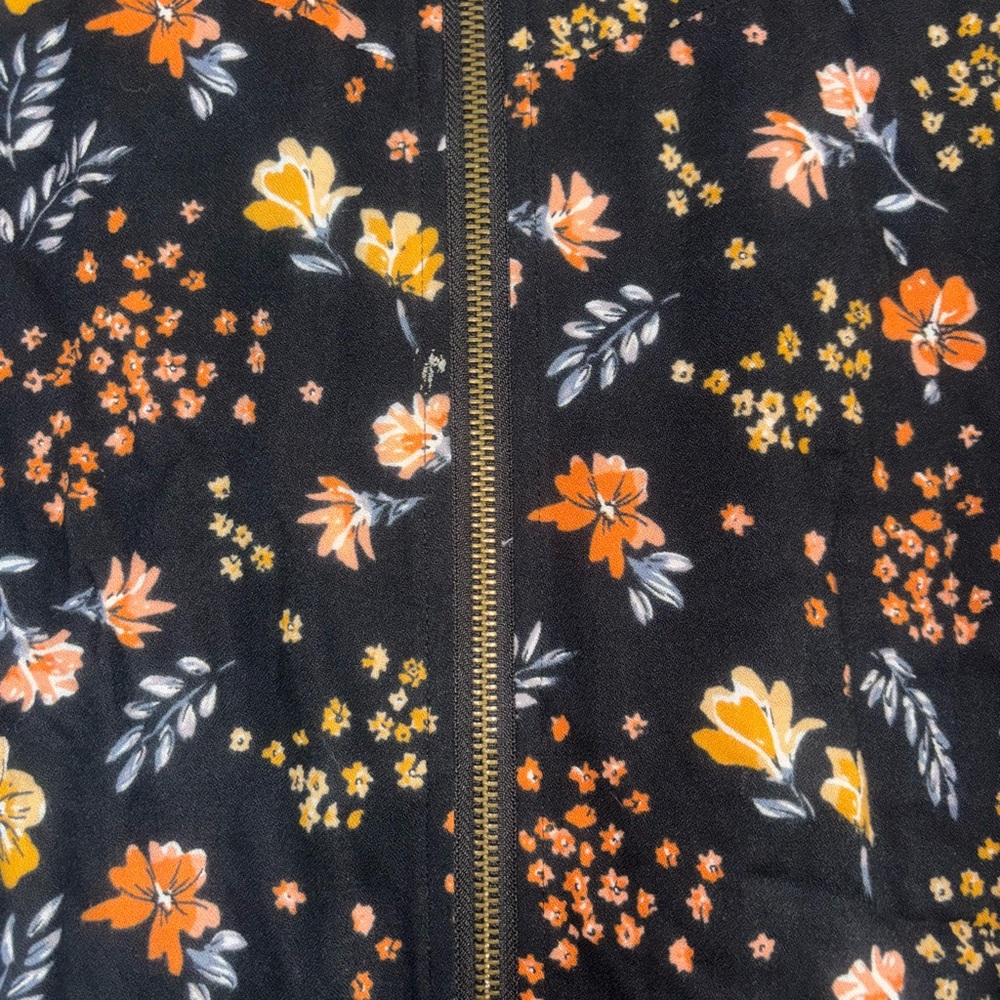 😍 Saltwater LUXE Navy and Orange Bomber Jacket with Vintage Floral Design - Picture 7 of 10